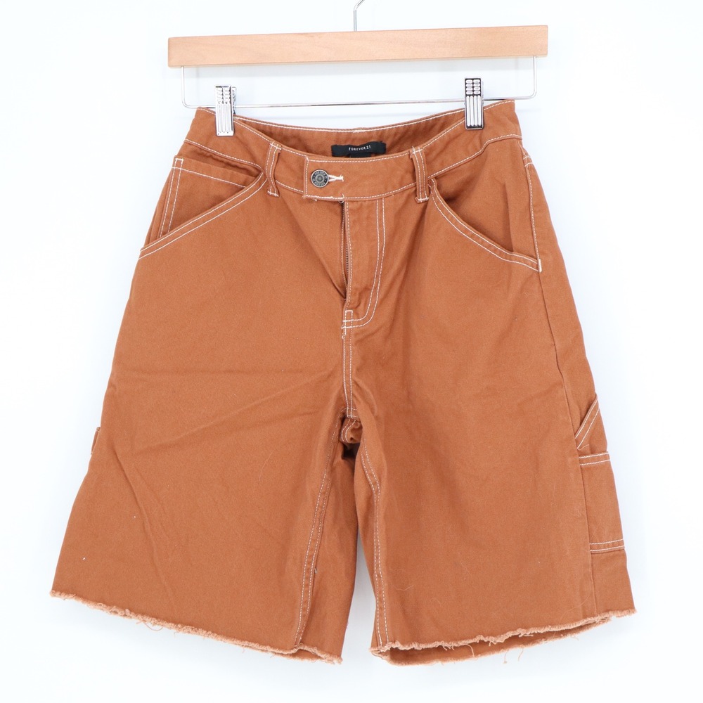 Forever 21 Shorts Womens XS Carpenter Utility Rust Orange Contrast Stitch EX